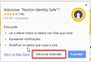 Norton Identity safe plugin chrome extensão