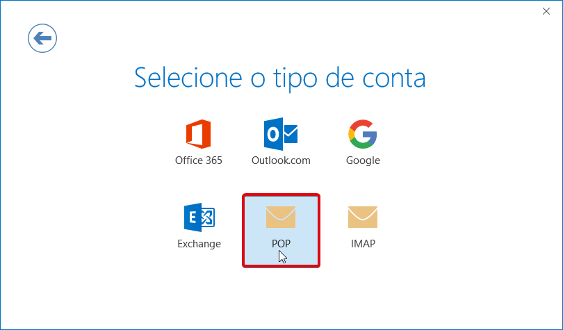 Outlook O365 tipo de conta POP